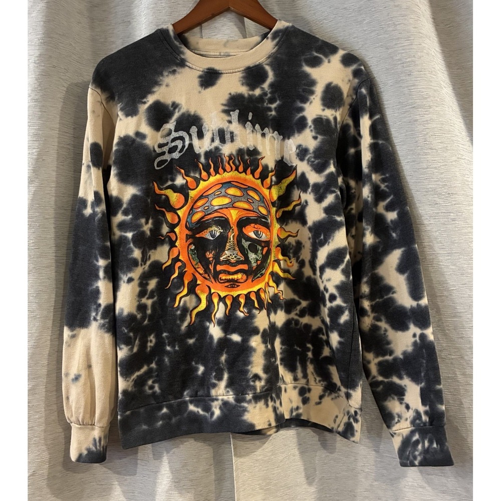 Sublime Sweatshirt Mens Sun Logo Bleach Tie Dye Pullover Crewneck Medium T-320